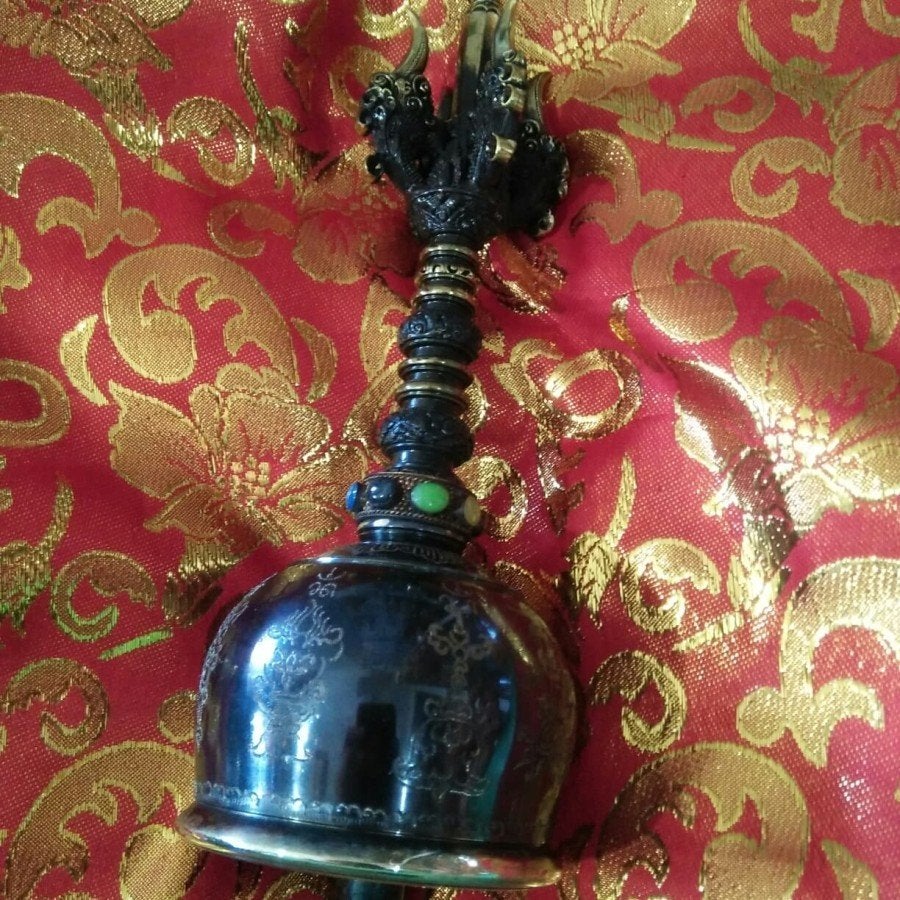 Balinese bel, Kleneng Ghanta Genta Ceremonies religie KLE17, Ritueel object, Handgemaakt, Bruin, Verzenden