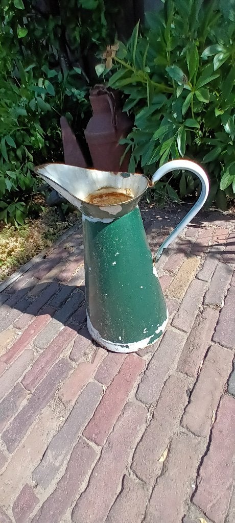 PPrachtige Franse Vintage Emaille Waterkan / Gieter, Ophalen