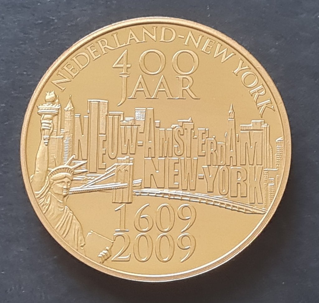 Penning:10 Florijn 400 jaar Nederland - New York 2009, Postzegels en Munten, Ophalen of Verzenden, Overige materialen