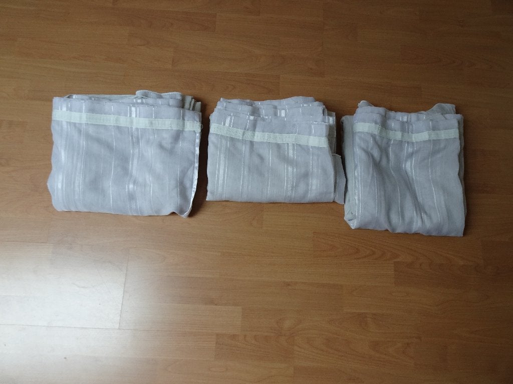 vitrage (3 stuks) met loodband, Ophalen of Verzenden, Zo goed als nieuw, Wit