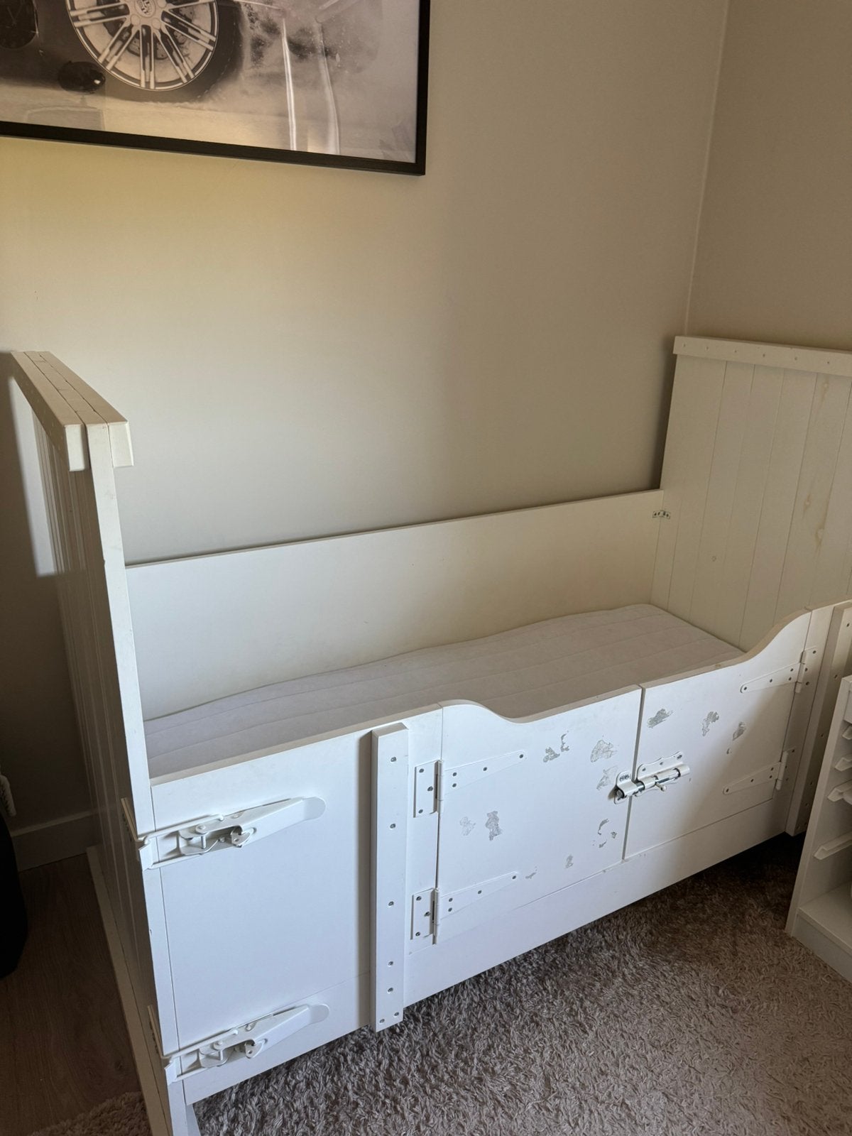 Te koop Happy Baby Peuterbed Holland Kiske Wit 70 x 150 cm, Kinderen en Baby's, Kinderkamer | Bedden, 70 tot 85 cm, Zo goed als nieuw
