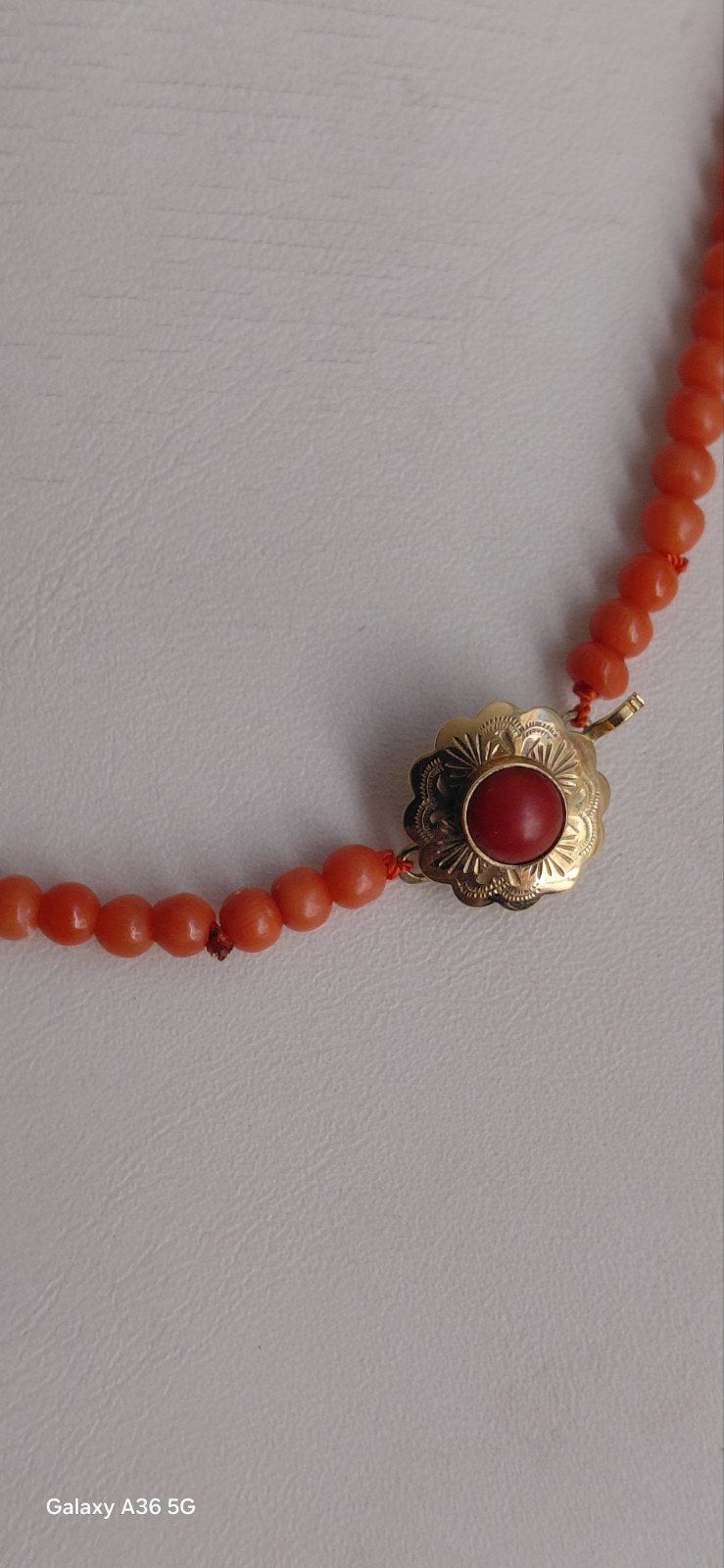 antiek/ klassiekantiek oranje bloedkoraal 64 cm, Sieraden, Tassen en Uiterlijk, Antieke sieraden, Verzenden, Goud, Ketting, Met edelsteen