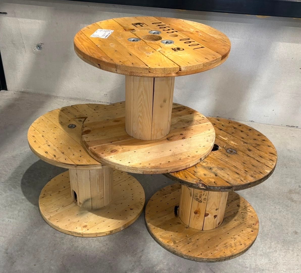 Houten kabelhaspels - 2x Ø600mm, 1x Ø650mm, Breed 465mm, Ophalen, Zo goed als nieuw