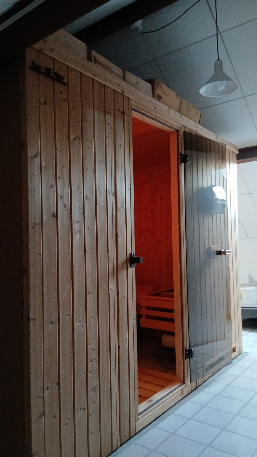 te koop z.g.a.n. sauna 192x144x199 LxBxH, Ophalen, Zo goed als nieuw, Complete sauna