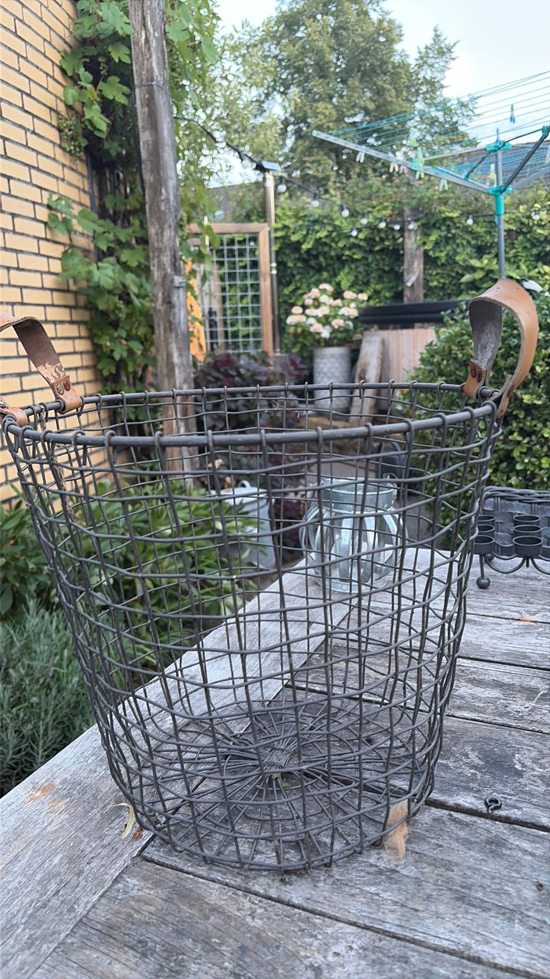 Draadstaal mand voor bv hout, Ophalen, Gebruikt, Rond, Metaal