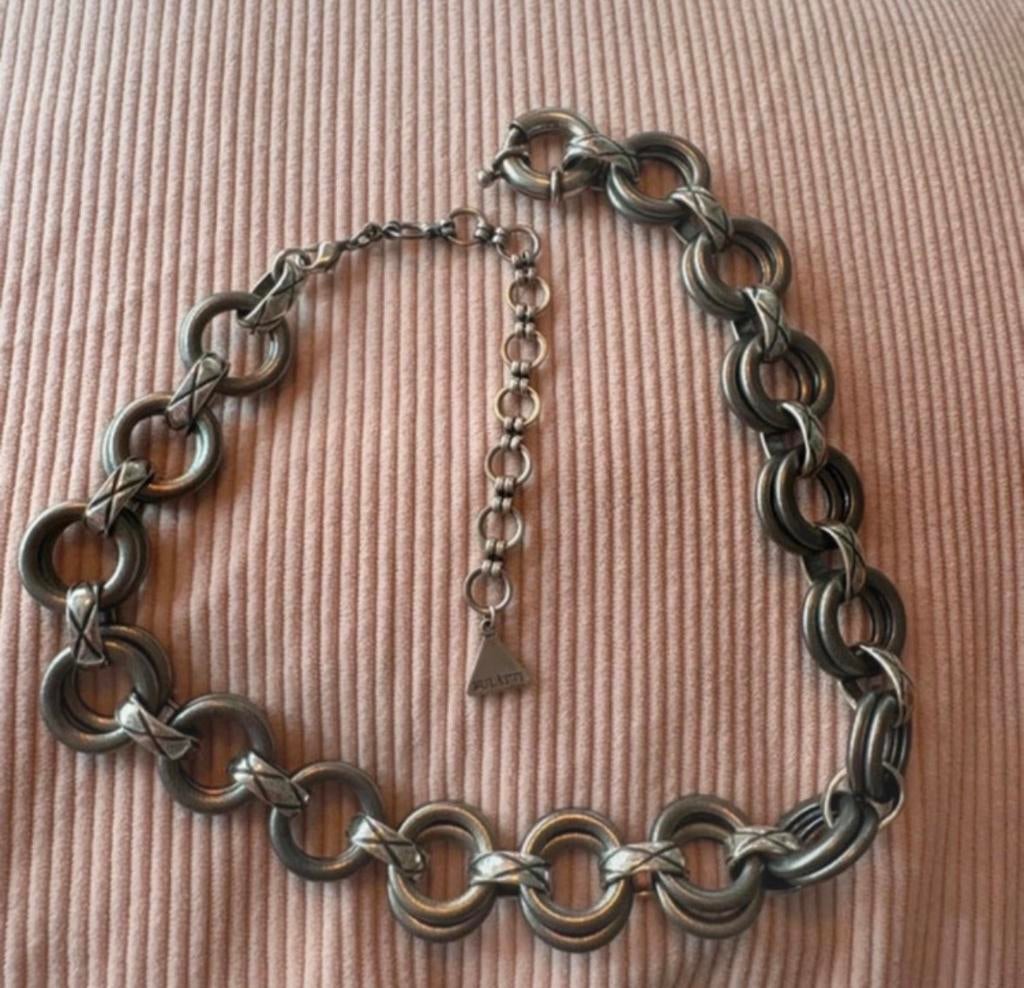 Ermani Bulatti Statement Collier - Donker Zilverkleurig, Gebruikt, Ophalen of Verzenden, Zilver, Overige materialen