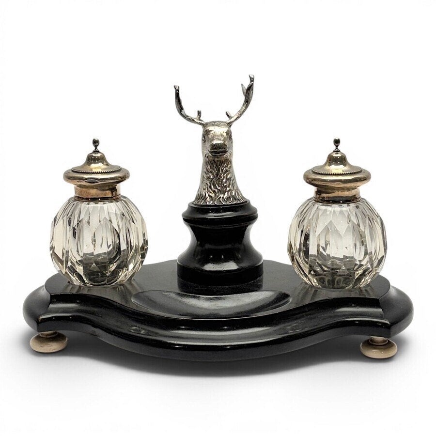 Inktstel met zilveren hertenkop Benten Amsterdam (1863-1883), Ophalen of Verzenden