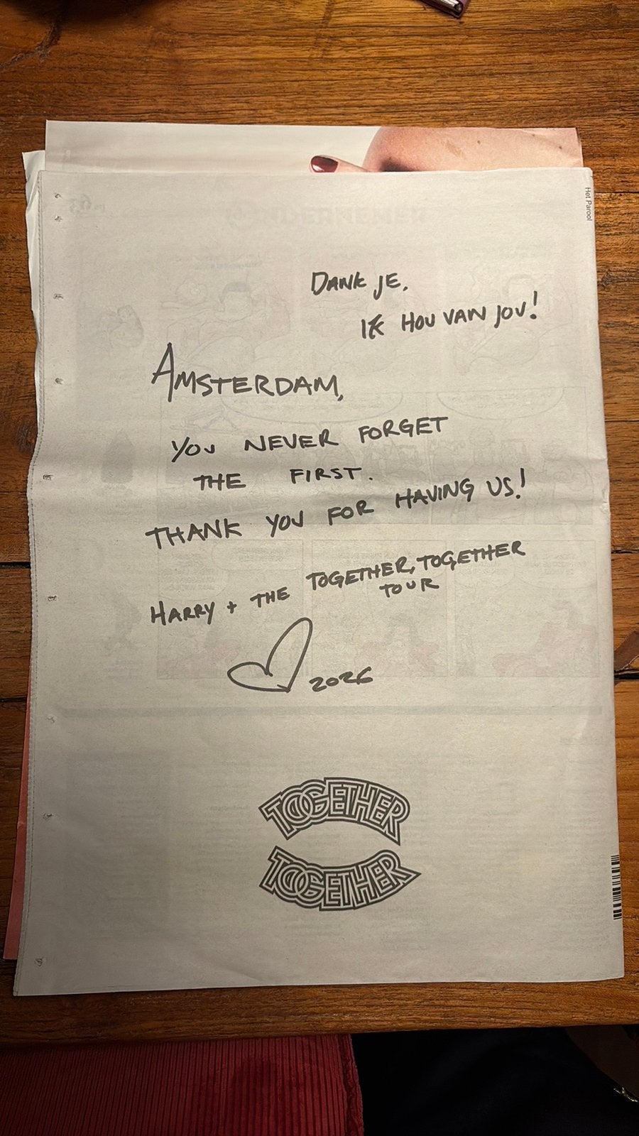 Harry Styles Achterkant Parool 6 juni 2026, Ophalen of Verzenden, Nieuw, Krant