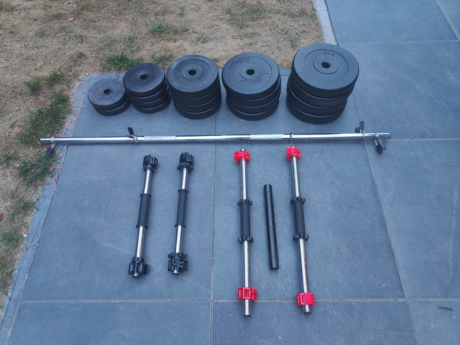 Body Revolution Halterset 50,5 kg - 25 mm + 5 stangen, Ophalen, Gebruikt, Benen, Halterset