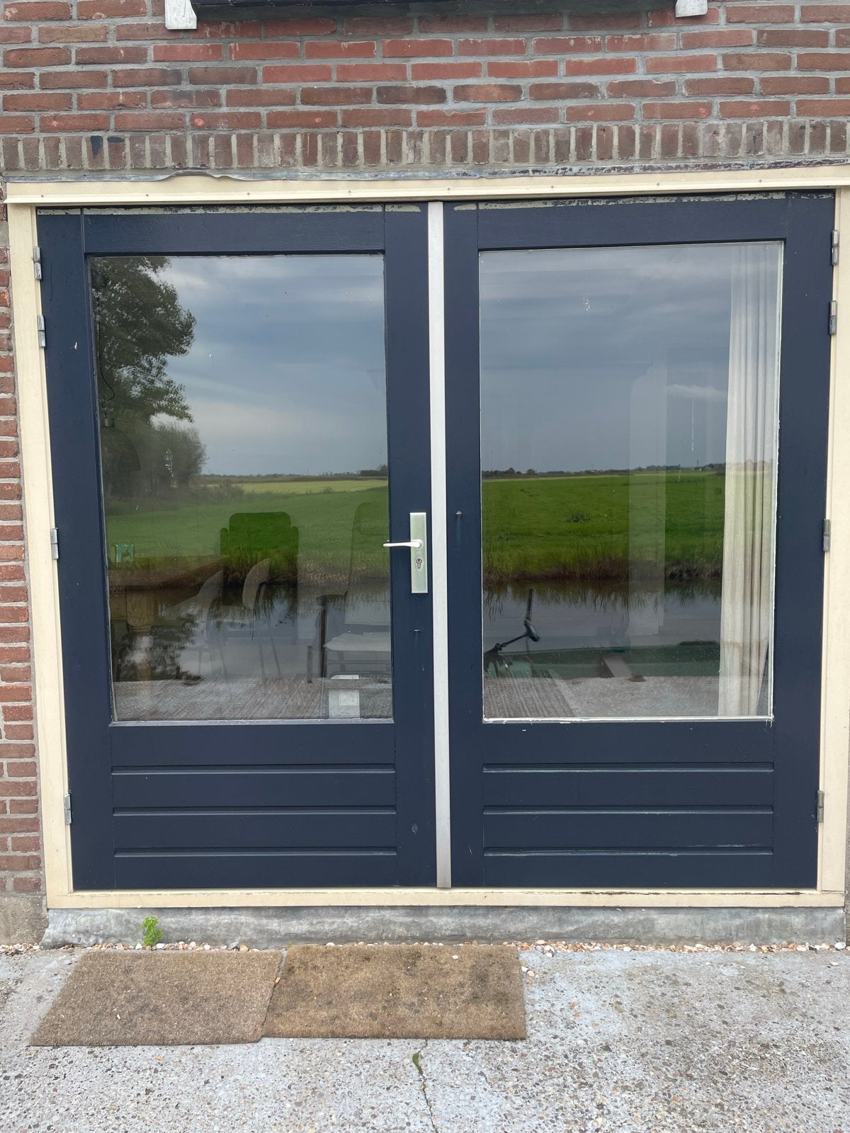 Merbauw deuren met glas 234,5 x 210,5, Ophalen, Gebruikt, 120 cm of meer, Buitendeur