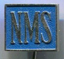 Ned. Middenstand Spaarbank NMS blauw op koper speldje( W_019, Verzamelen, Verzenden, Gebruikt, Merk, Speldje of Pin