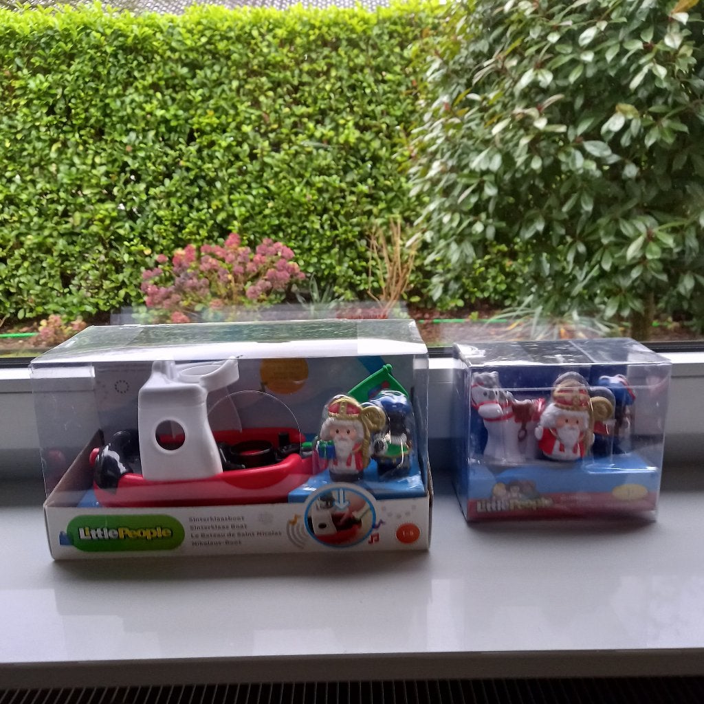 2 Fisher-Price Sinterklaas setjes , boot met muziek., Ophalen of Verzenden, Zo goed als nieuw, Speelset, Met geluid