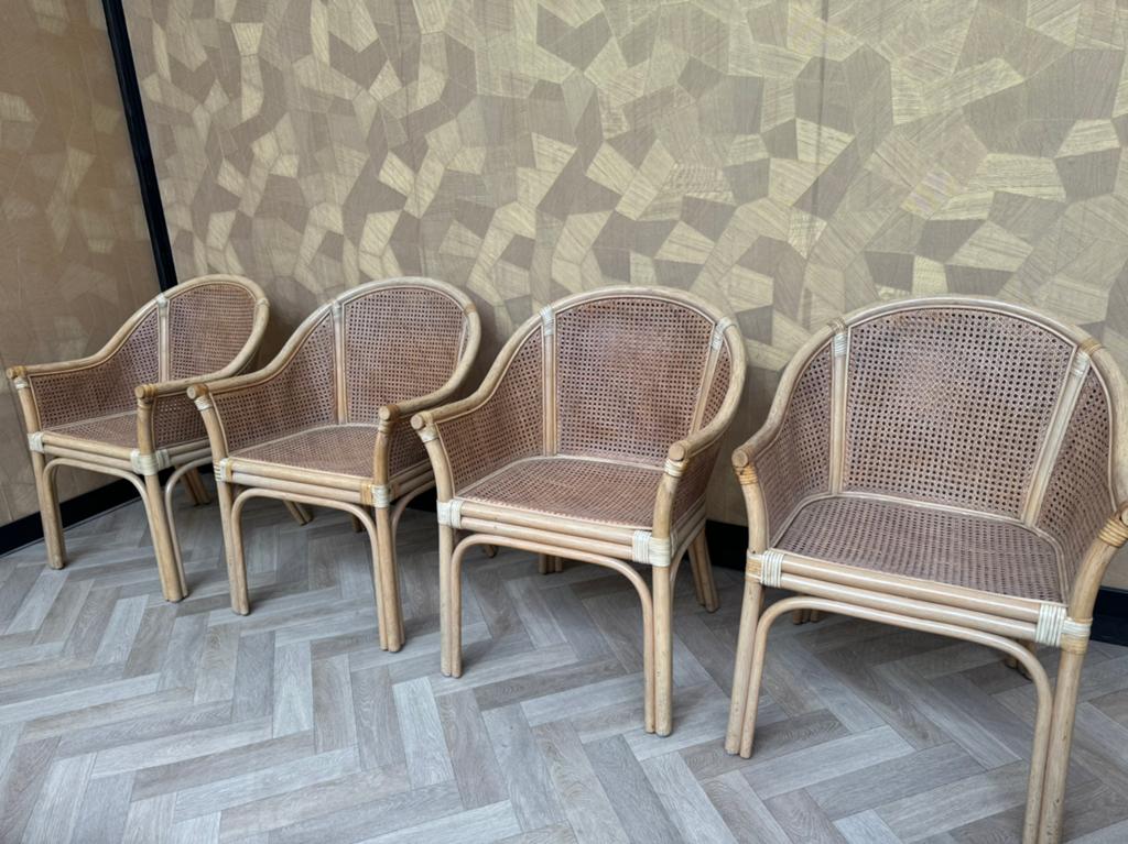 4x Rotan Rohe stoelen, Ophalen of Verzenden, Gebruikt, Bruin