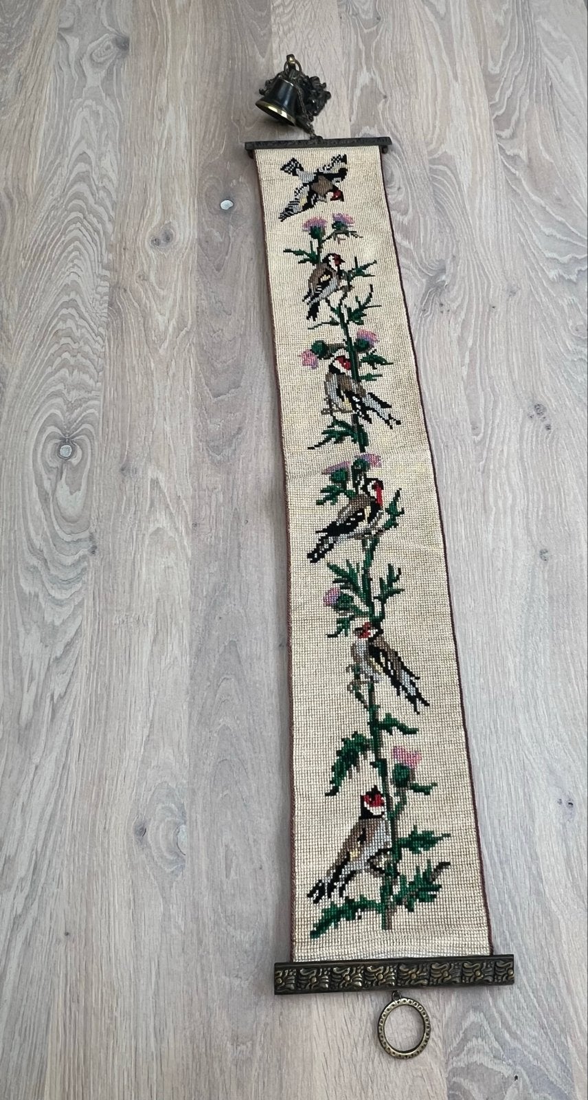 Vintage Handgemaakt Schellekoord met Vogels, Ophalen of Verzenden