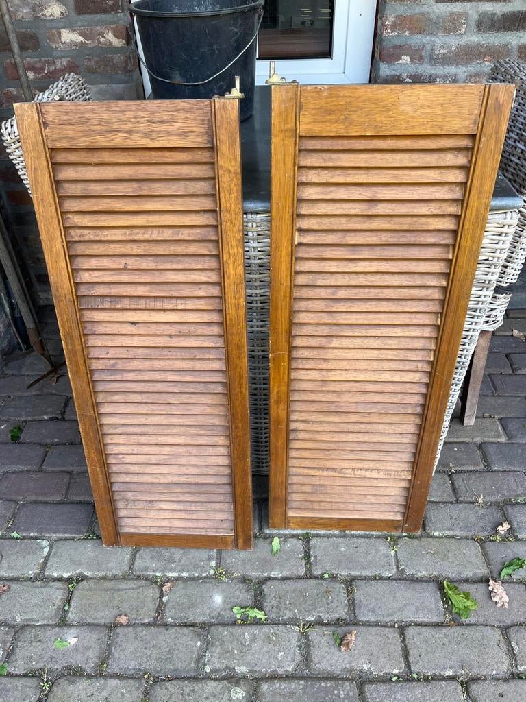 Set van 2 Louvre deurtjes van hout, Ophalen, Gebruikt, Minder dan 80 cm, Binnendeur