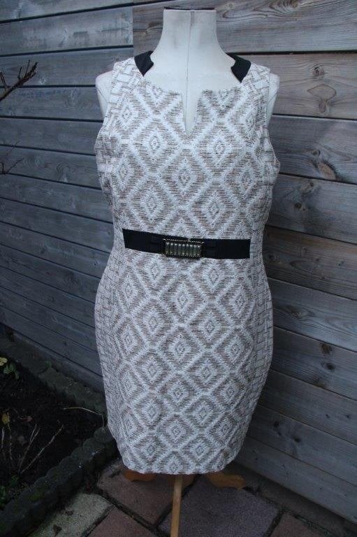 Jurk beige/ bruin Talking French mt M/L Vaste prijs, Kleding | Dames, Maat 38/40 (M), Talking French, Beige, Ophalen of Verzenden