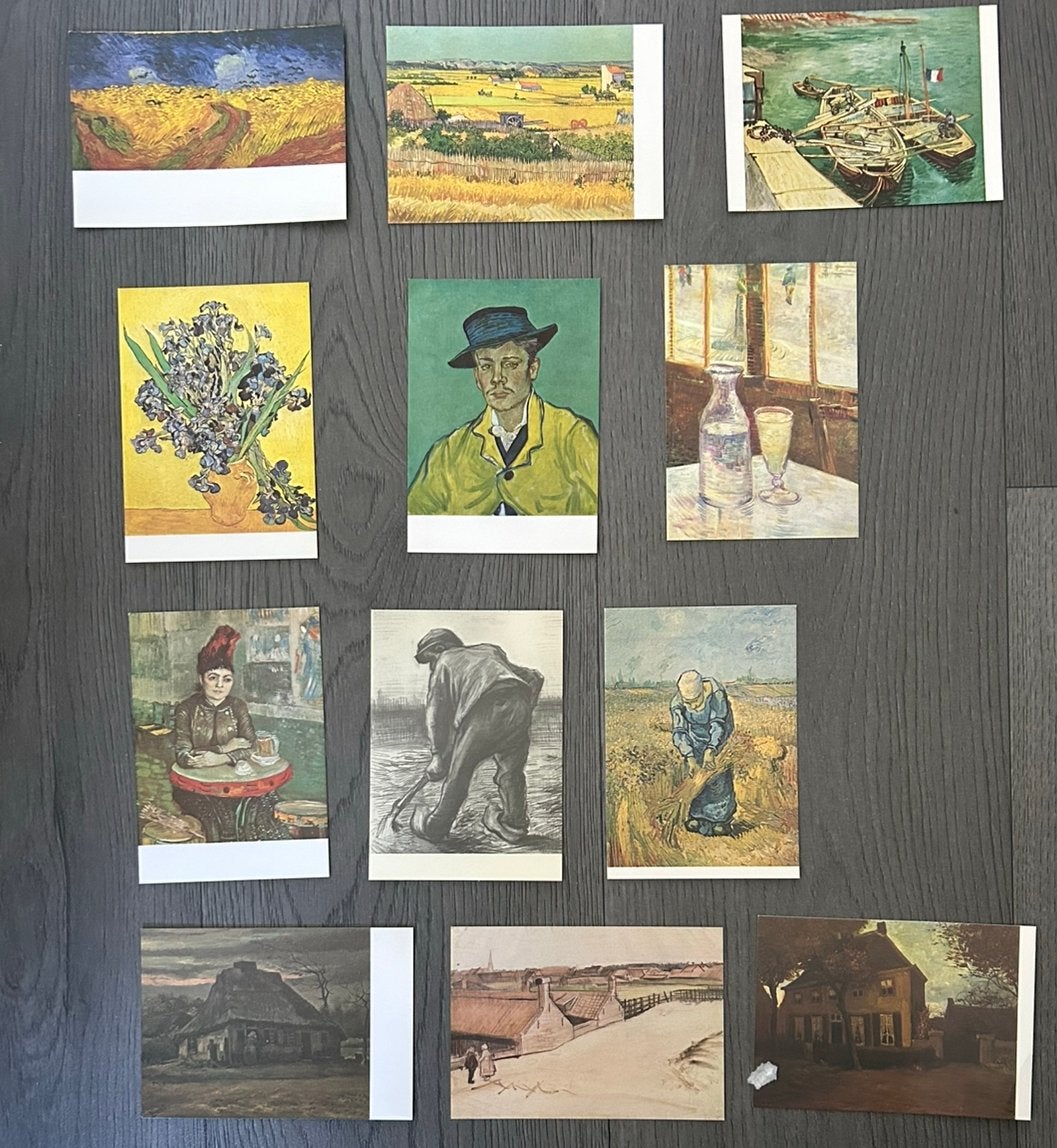12 vintage Vincent van Gogh kunstkaarten museum 1973, Ophalen of Verzenden, Voor 1920, Ongelopen, Overige thema's