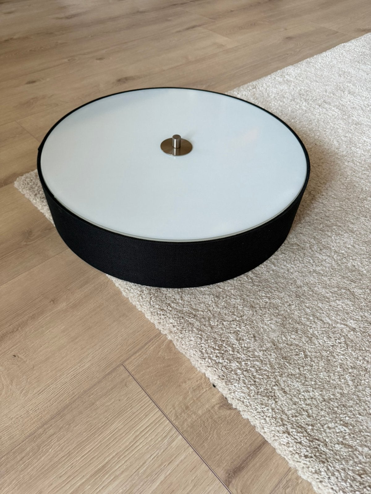 Qazqa Drum Jute Plafondlamp zwart 50 cm, Huis en Inrichting, Ophalen of Verzenden, Zo goed als nieuw, Stof