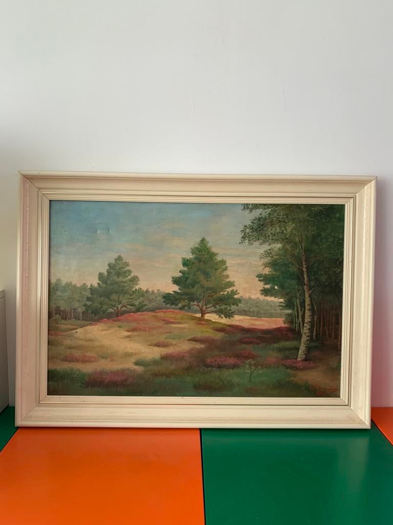 Olieverfschilderij de Veluwe 1949 Brugmans, Ophalen of Verzenden