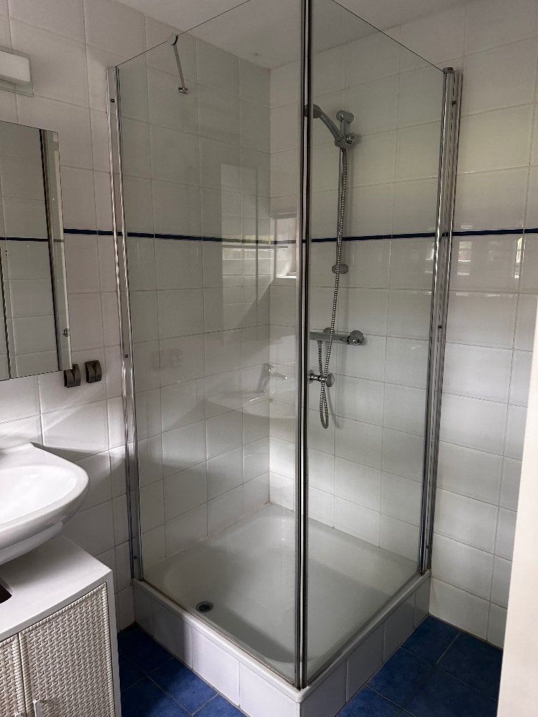 Grohe hoekdouche set met douchebak (89,589,5 cm) – chroom, Ophalen, Gebruikt, Glas, Douche