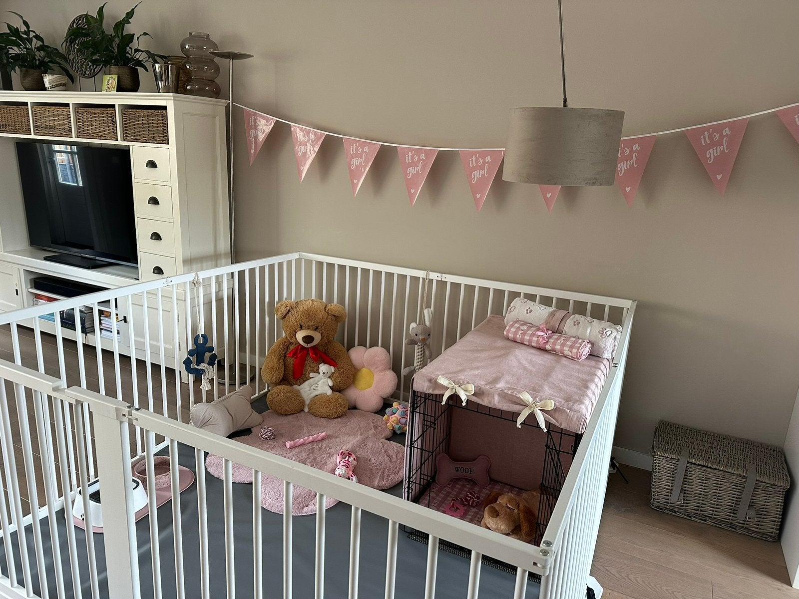 Puppy ren Grote witte box/playpen met boxkleed 79cm hoogzgan, Ophalen, Zo goed als nieuw