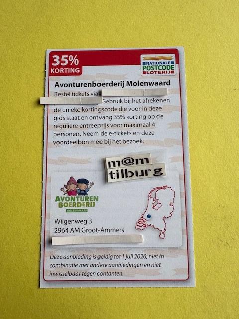 Avonturenboerderij Molenwaard, 35% korting, Drie personen of meer, Kortingsbon, Overige typen
