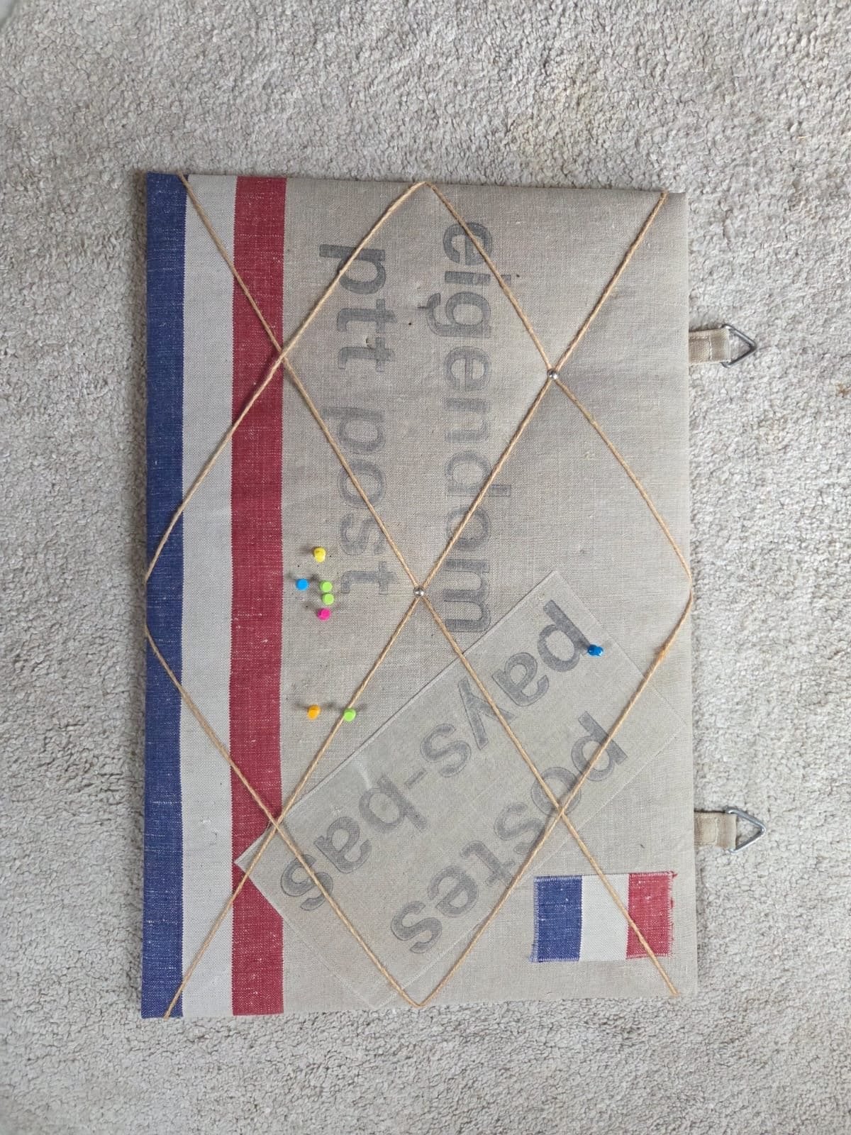 Memobord/Prikbord van Oude Postzakken - 40x60cm, Ophalen of Verzenden, Gebruikt, Prikbord