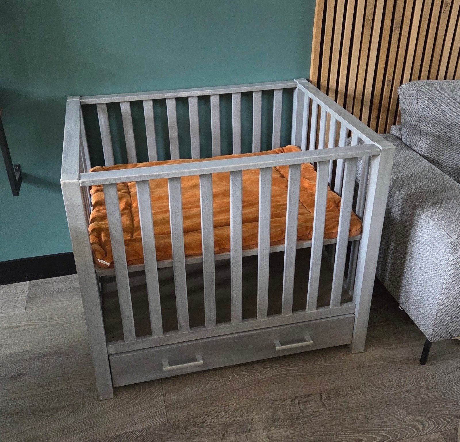 Stijlvol gray wash box met lade. model Casper, Ophalen, Zo goed als nieuw, Lade
