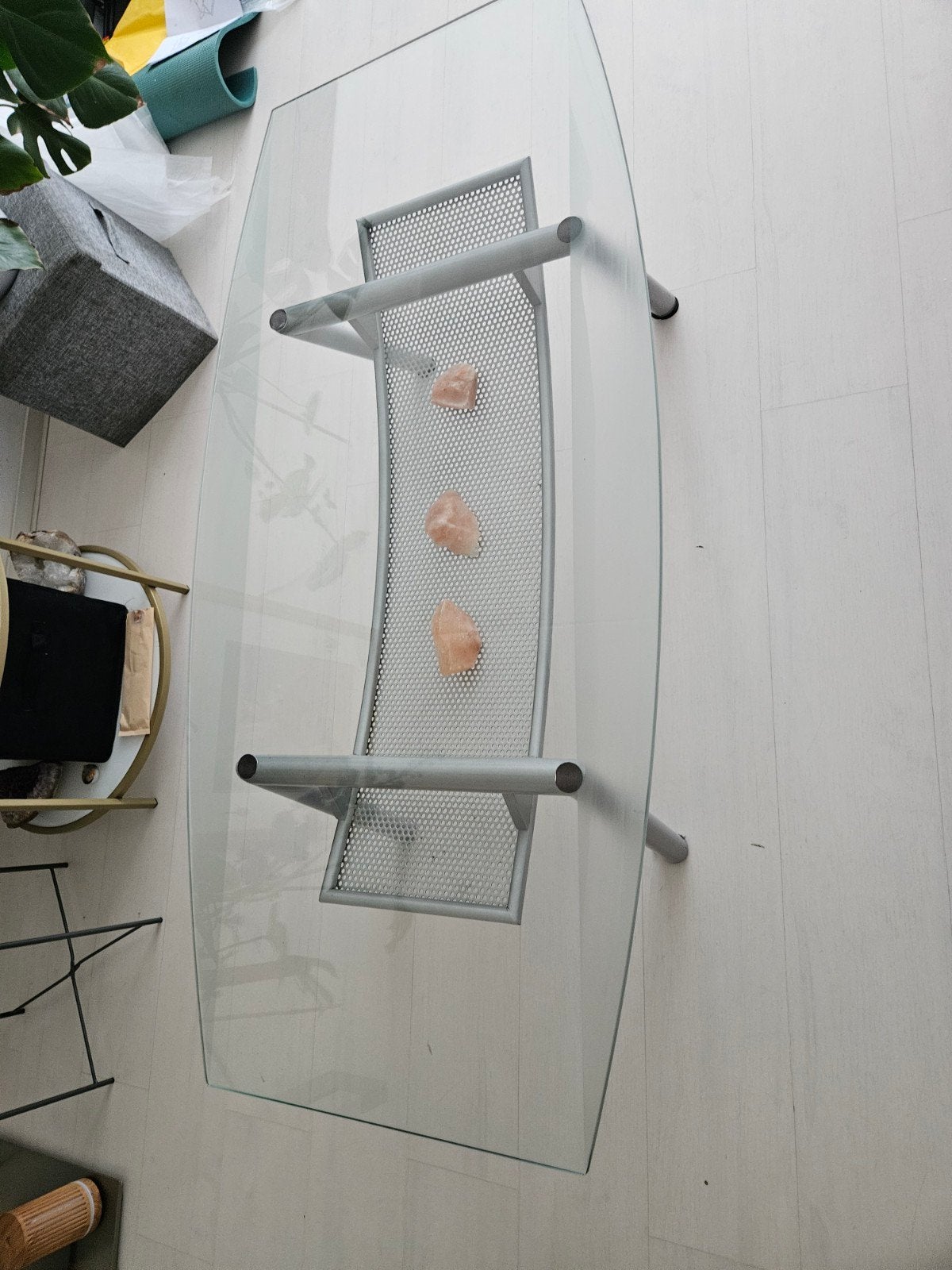 Trendy Salontafel Zilver Glas, Huis en Inrichting, Ophalen, 100 tot 150 cm, 50 tot 100 cm, Overige vormen