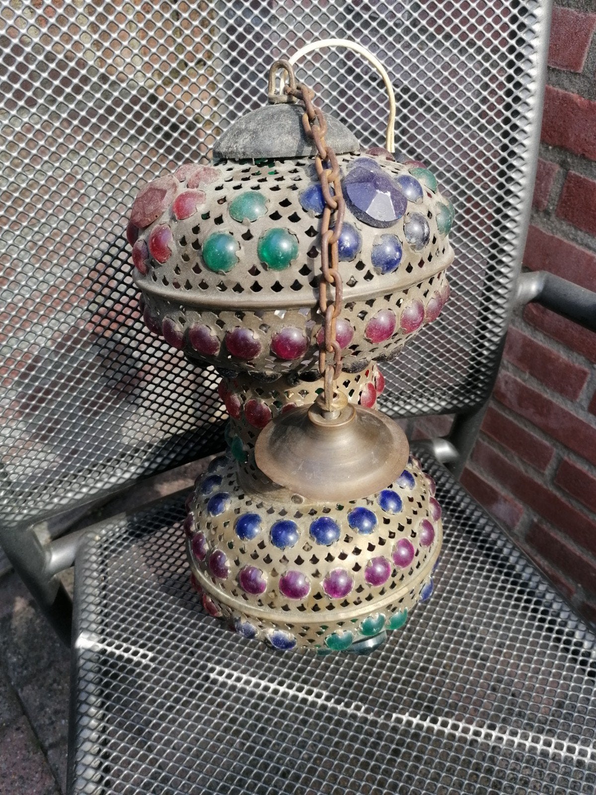 Vintage Oosterse Hanglamp met Mozaïek Kralen, Ophalen of Verzenden