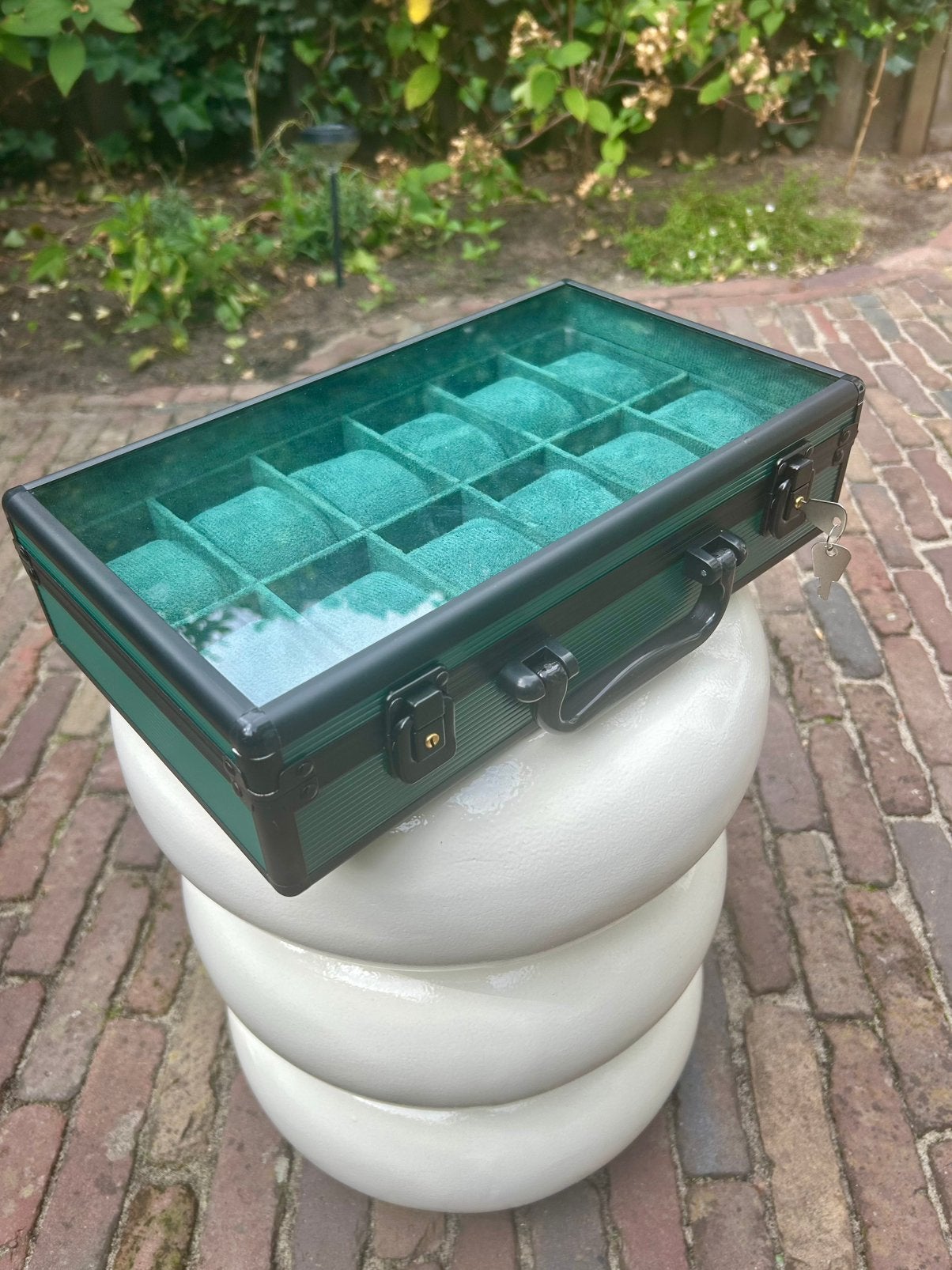 Luxe Horloge Koffer 12 Slots Horloge Box Smaragd Groen, Ophalen, Overige materialen, Minder dan 50 cm, Nieuw