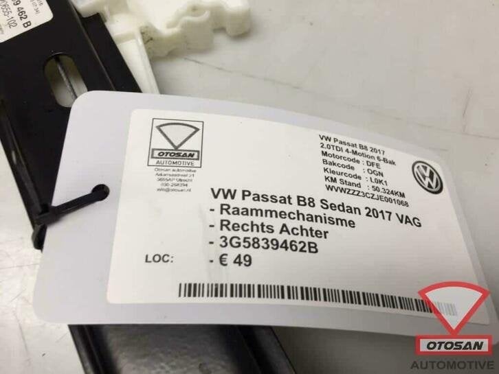 vw passat b8 sedan raammechanisme rechts achter 3g5839462b, Gebruikt, Volkswagen, Volkswagen AG, Berliner Ring 2
38440  Wolfsburg, DE