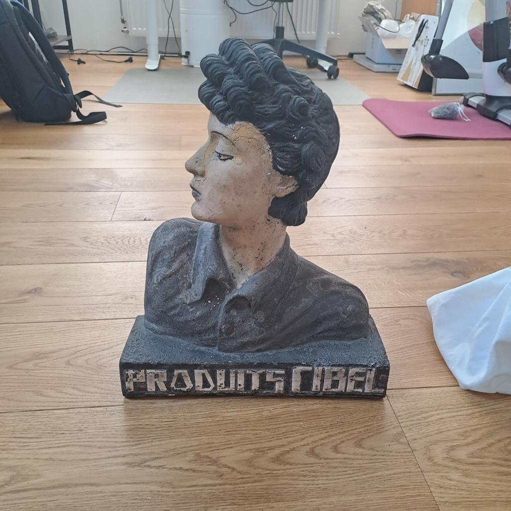 Gips reclame borstbeeld produits cibel art deco stijl, Ophalen of Verzenden, Zo goed als nieuw, Reclamebord