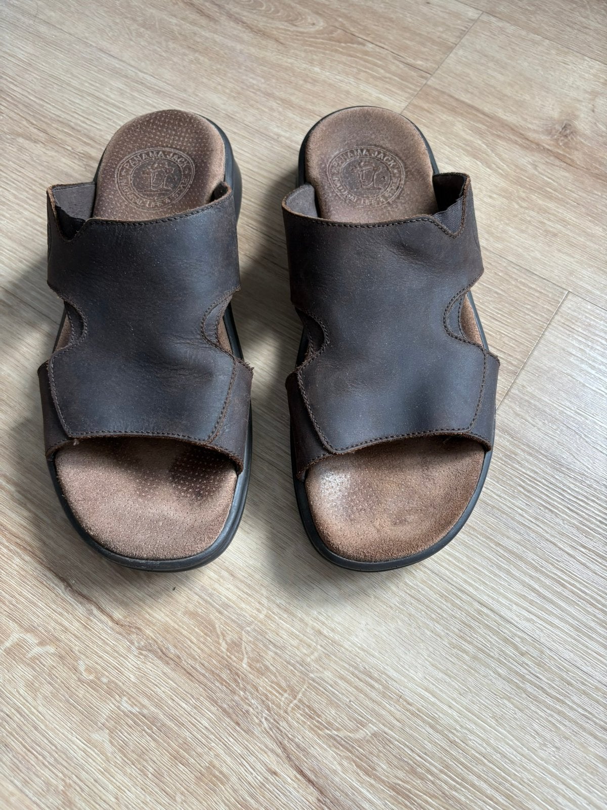 Panama jack leren bruine slippers, Ophalen of Verzenden, Zo goed als nieuw, Bruin