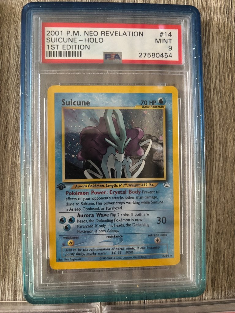 Suicune 1st Edition PSA 9, Hobby en Vrije tijd, Verzamelkaartspellen | Pokémon, Verzenden, Zo goed als nieuw, Losse kaart, Foil