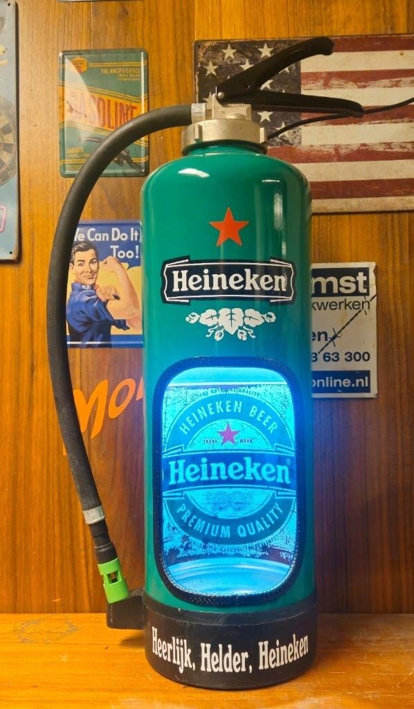 Heineken decoratieve brandblusser lamp, mancave, Ophalen of Verzenden, Nieuw, Minder dan 50 cm