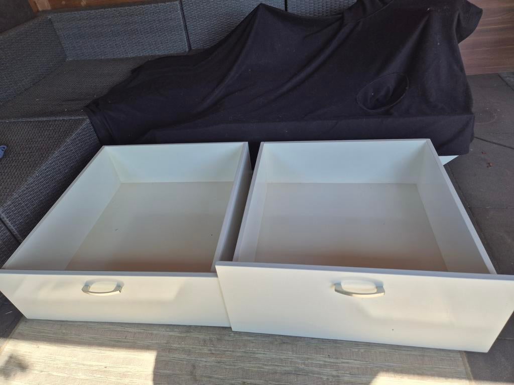 2 witte opbergladen met rails, Huis en Inrichting, Ophalen, Overige materialen, Gebruikt, 1 of 2 laden