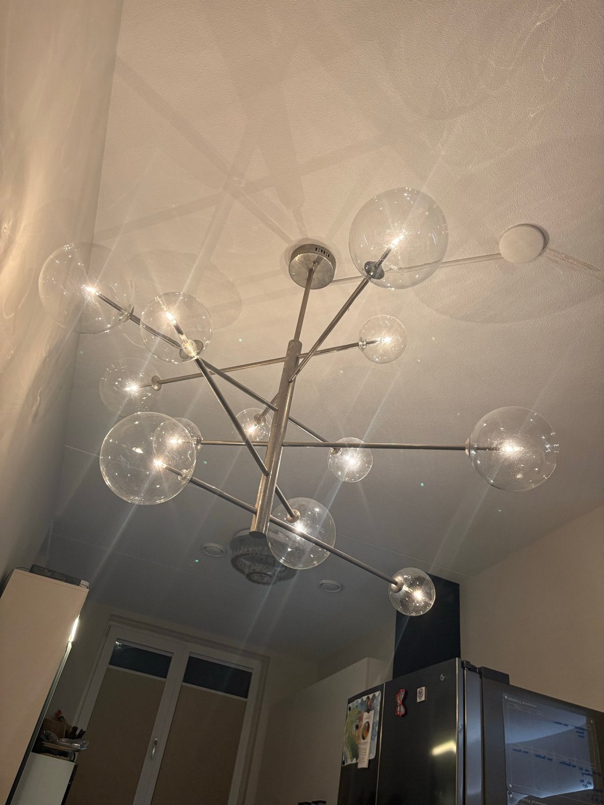 Eichholtz  'Argento' Chandelier - L - Chrome/helder glas, Ophalen, Zo goed als nieuw, Metaal, Overige fittingen