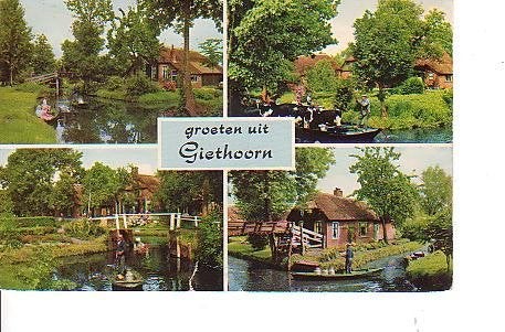 Ansichtkaart 	Giethoorn	4-luik	Punter, Verzenden, 1960 tot 1980, Gelopen, Overijssel