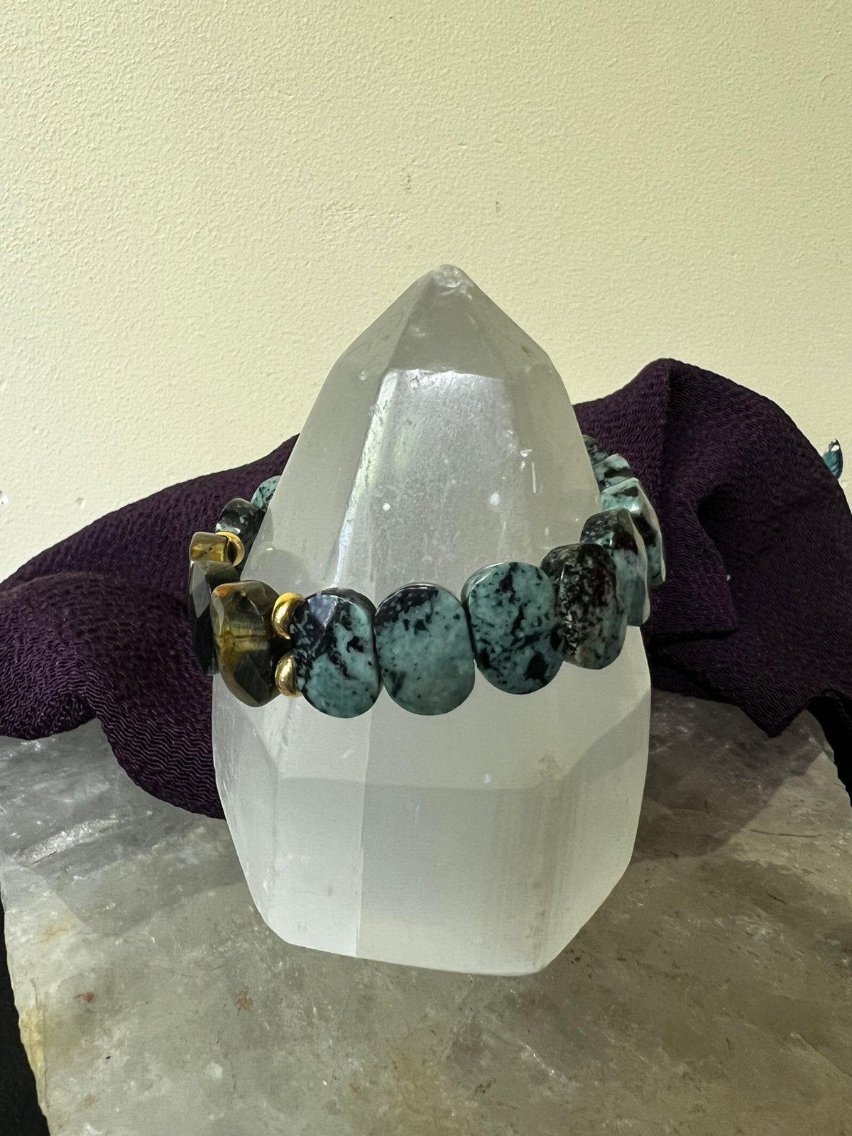 Jaspis slangenhuid valkenoog zilver beschermt aura, Met bedels of kralen, Magnolia11, Nieuw, Ophalen of Verzenden