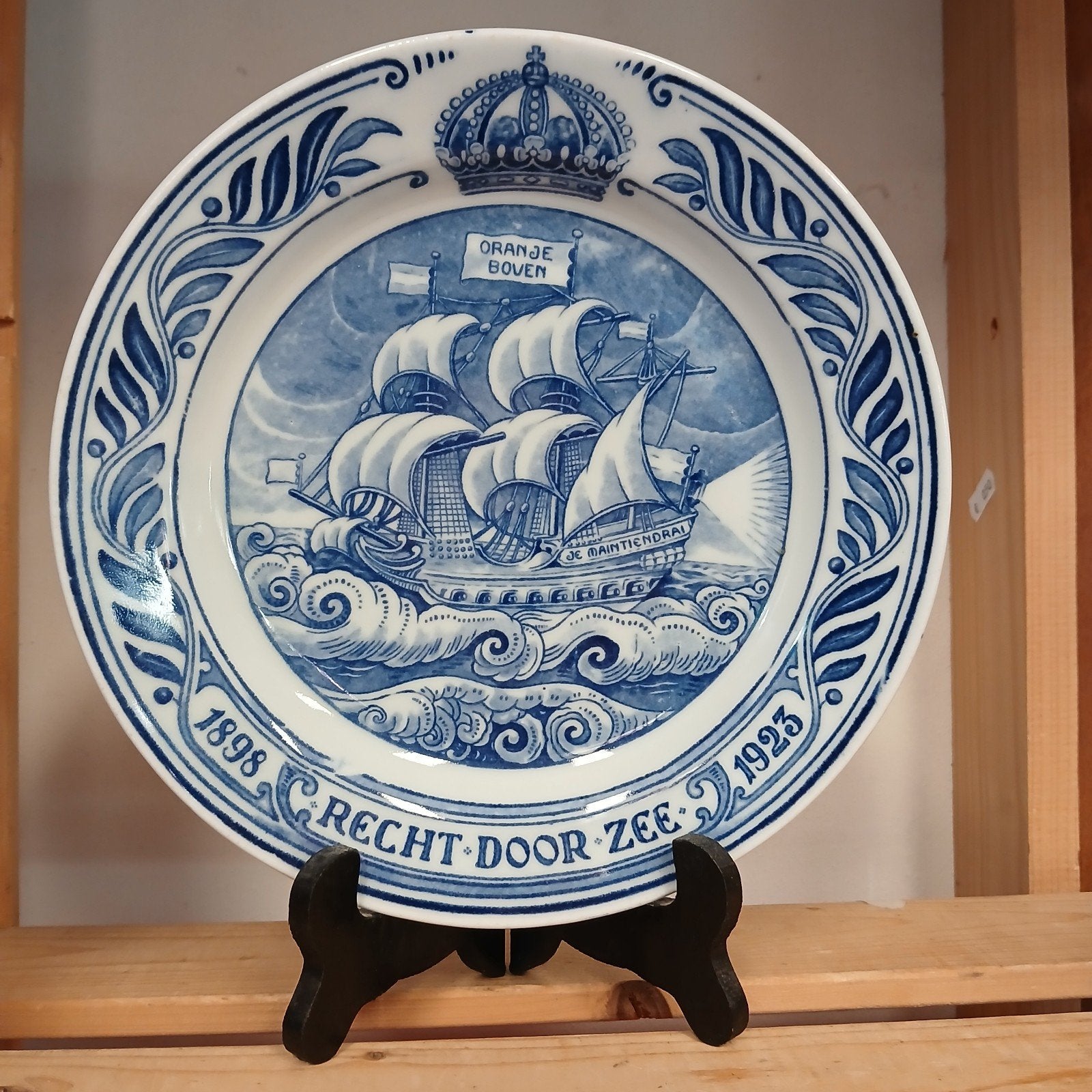 Delfts Blauw Herdenkingsbord 1898-1923 Oranje Boven Schip, Antiek en Kunst, Antiek | Porselein, Ophalen of Verzenden