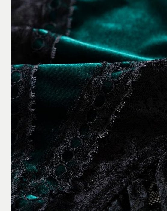 Sexy Vintage kanten bodysuit voor vrouwen - Gothic groen, Ophalen of Verzenden, Groen, Hemd