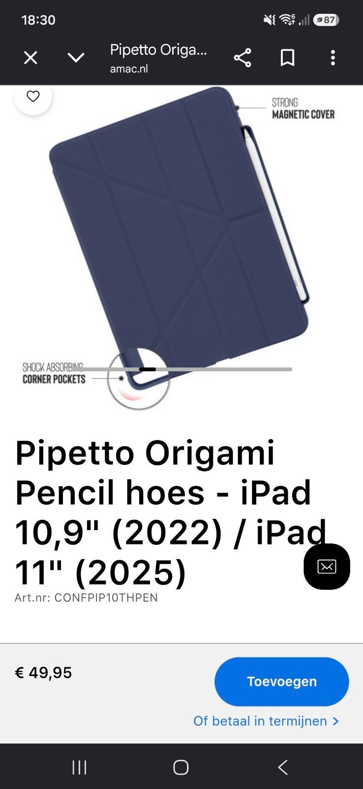 Pipetto Origami Pencil hoes - iPad 10.9" / iPad 11" (2, Computers en Software, IPad 10.9" (2022) / iPad 11" (2025), 11 inch, Nieuw