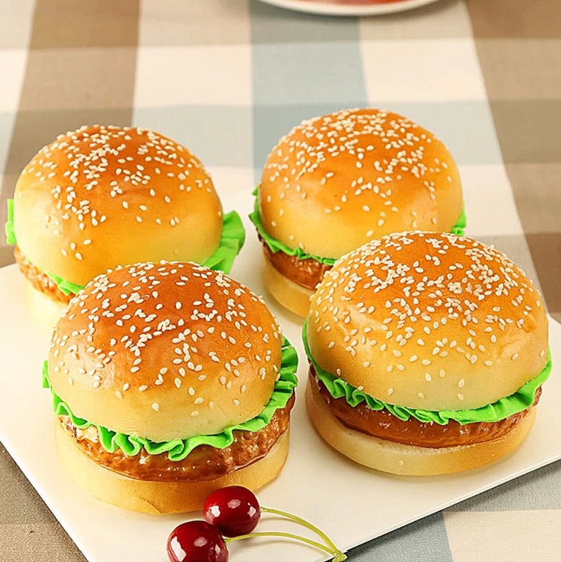 Kunst Broodje Hamburger / Sier Nep Vlees Broodje Snackbar, Verzenden, Nieuw