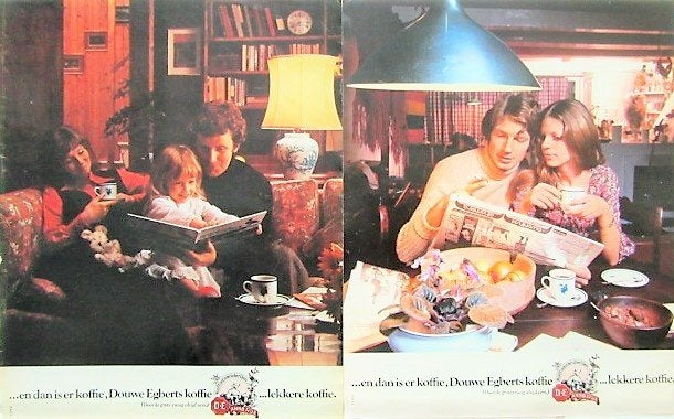 19 vintage advertenties reclames Douwe Egberts koffie 56-79, Ophalen of Verzenden, Gebruikt, Reclamebord