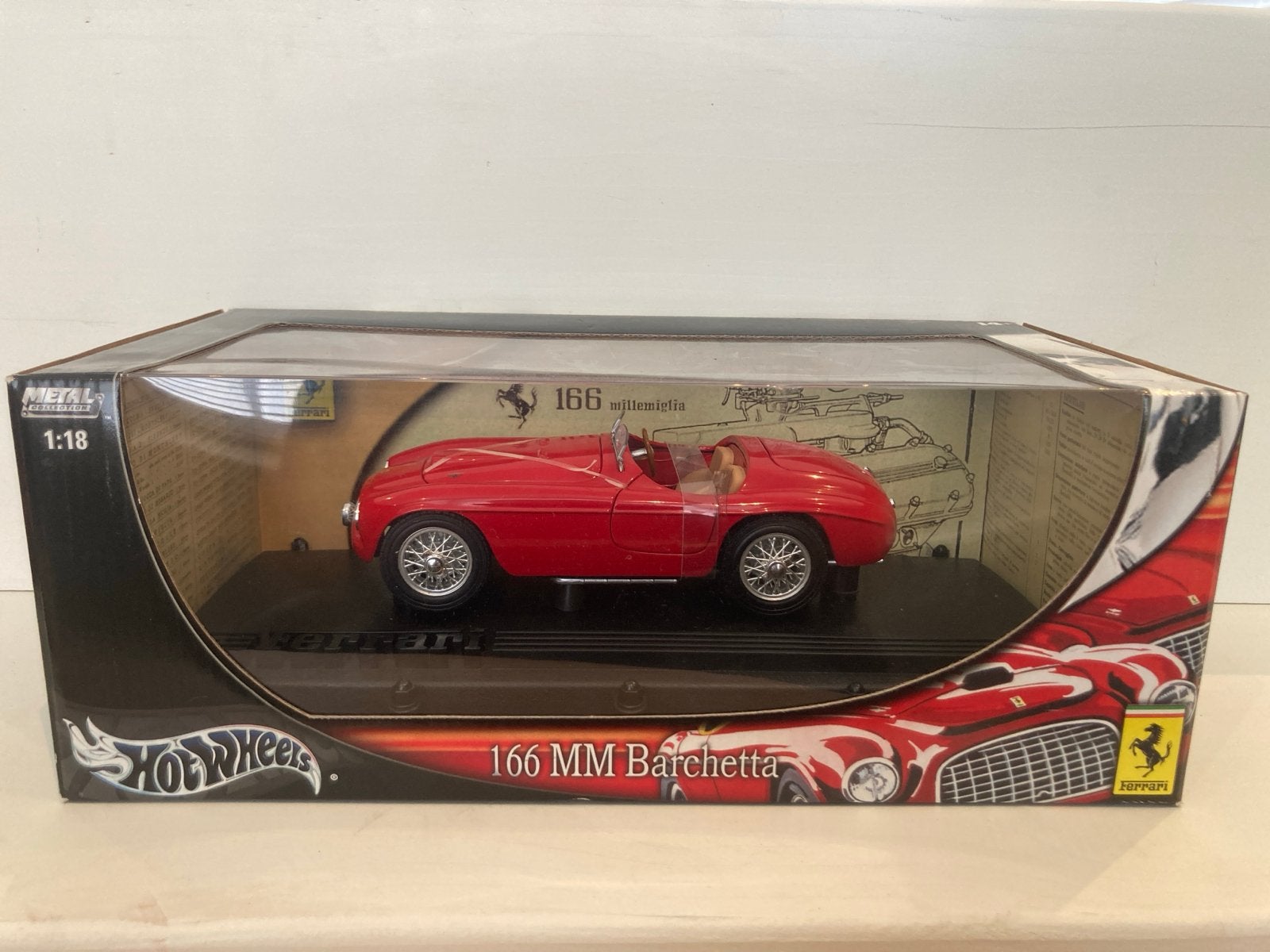 Hot Wheels Ferrari 166 MM Barchetta - Schaal 1:18, Ophalen, Zo goed als nieuw, Auto, Hot Wheels