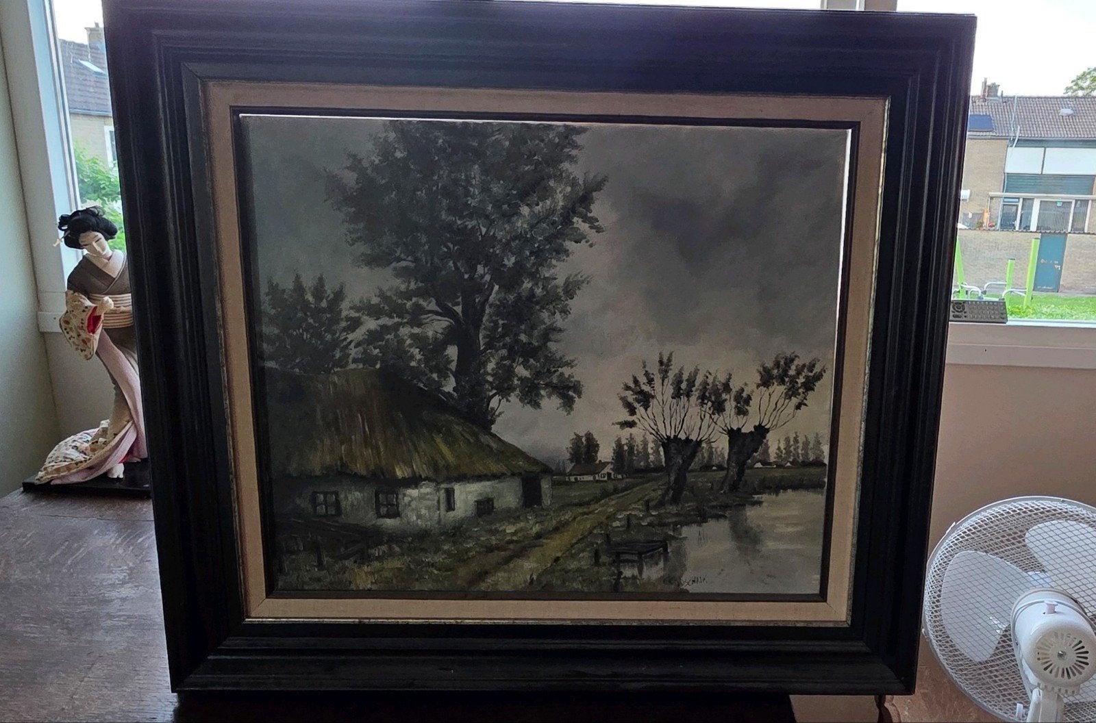landelijk schilderij, olieverf schilderij godschalk, Ophalen of Verzenden, Handgeschilderd, Olieverf, Landschap