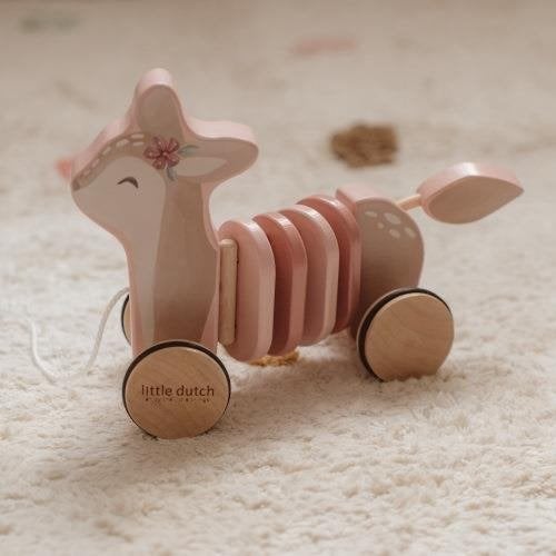 Little Dutch - trekdier hert (roze) - 18+maanden - NIEUW, Verzenden, Nieuw, Duw- of Trekspeelgoed