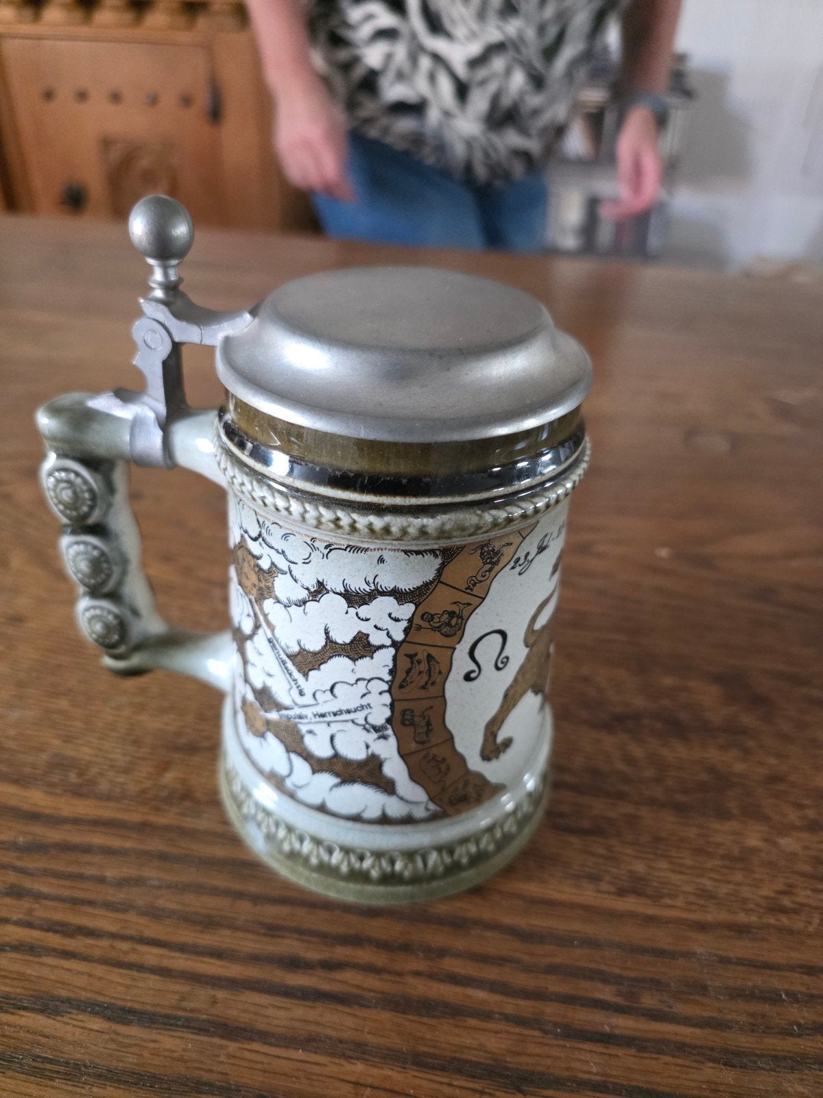 Vintage Gerzit Bierpul met Leeuw Sterrenbeeld, Antiek en Kunst, Ophalen of Verzenden