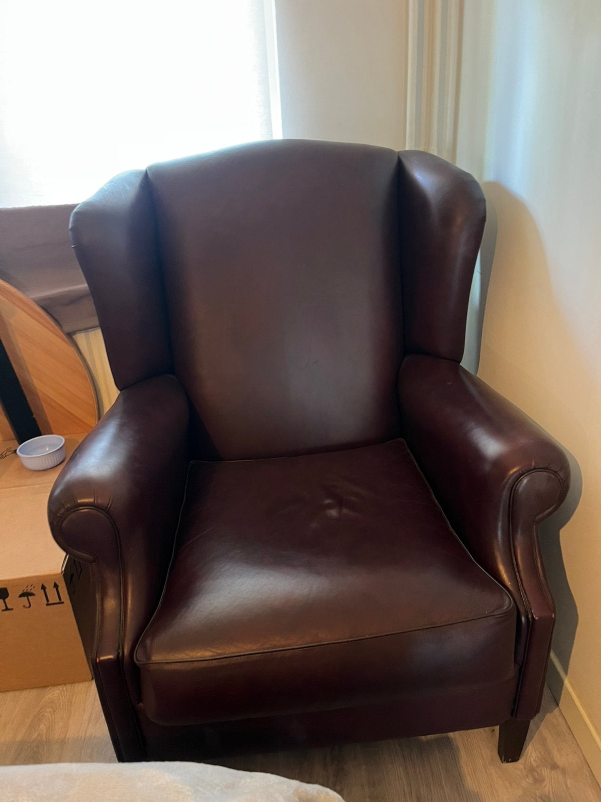leren stoel te koop, Huis en Inrichting, Ophalen, Zo goed als nieuw, 75 tot 100 cm, 50 tot 75 cm